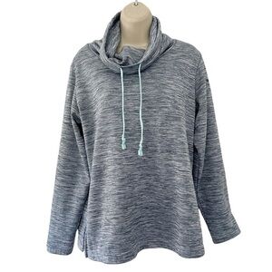 Columbia Women's Sz S Blue Space Dye Heathered Funnel Neck Fleece-Lined Pullover